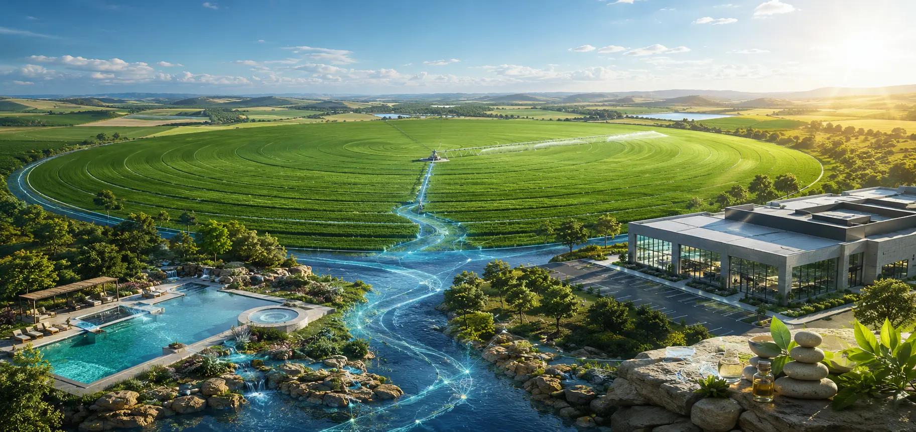 Healthy irrigated field representing the O3 AG Science water-to-harvest pathway